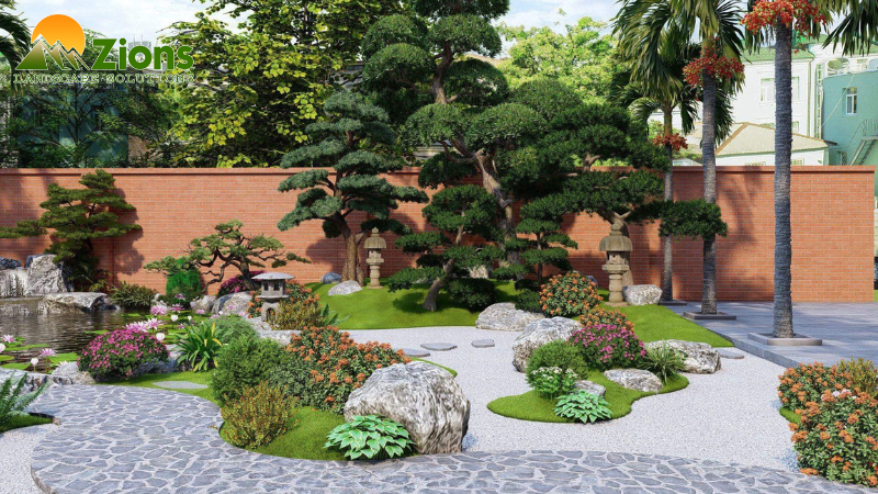 thiết kế sân vườn nhật bản zions